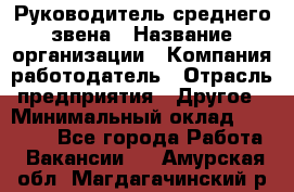 Руководитель среднего звена › Название организации ­ Компания-работодатель › Отрасль предприятия ­ Другое › Минимальный оклад ­ 25 000 - Все города Работа » Вакансии   . Амурская обл.,Магдагачинский р-н